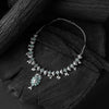 Saanjh Bela Sea Green Leaves Oxidised Necklace Set