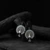 Saanjh Bela Mayuri Green & Pink Oxidised Earrings