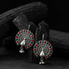 Saanjh Bela Mayuri Ruby & Green Oxidised Earrings