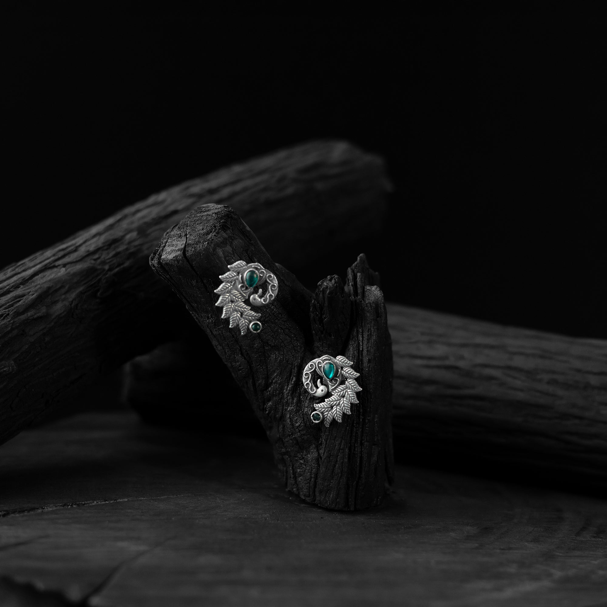 Mayuri Saanjh Bela Green Oxidised Earrings