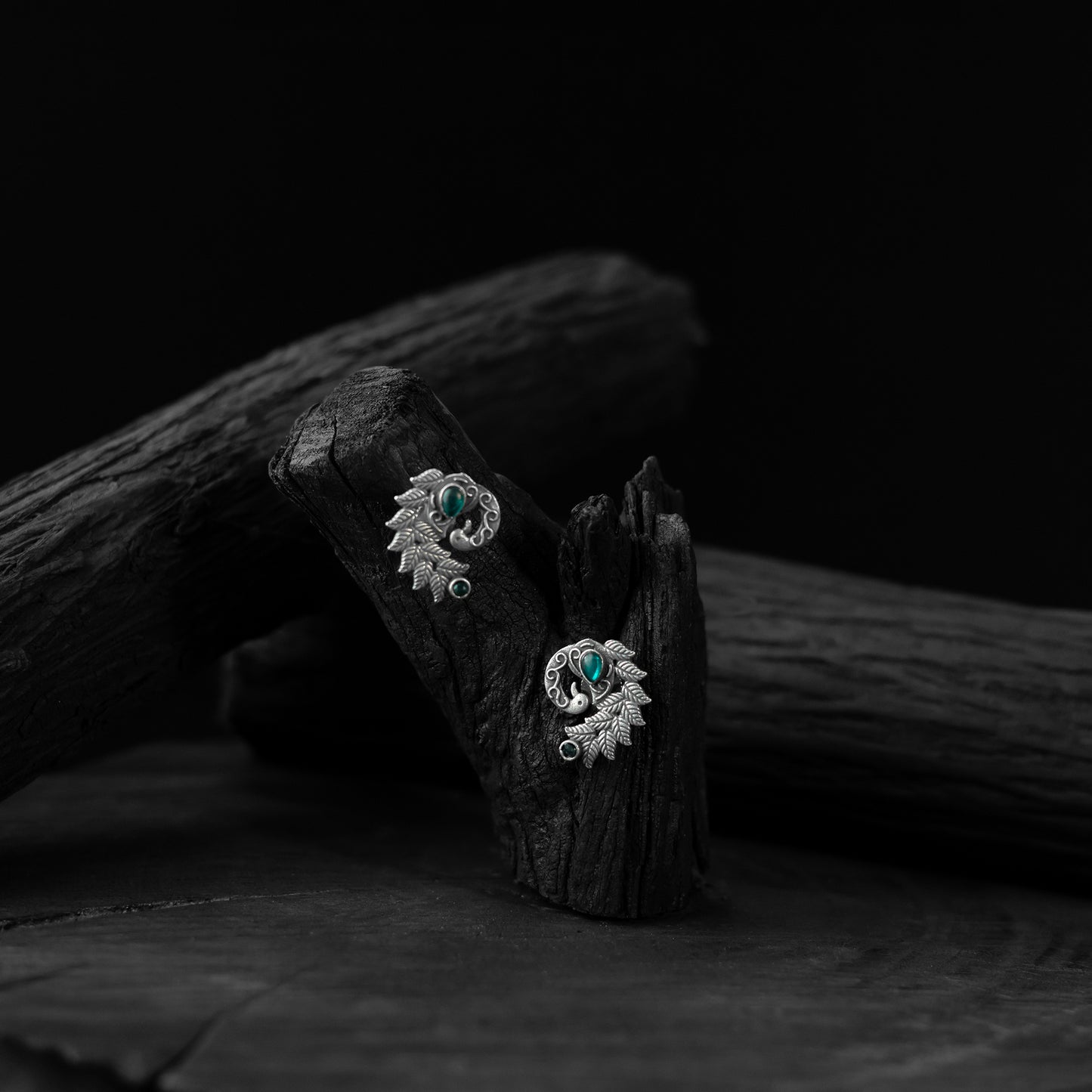 Mayuri Saanjh Bela Green Oxidised Earrings