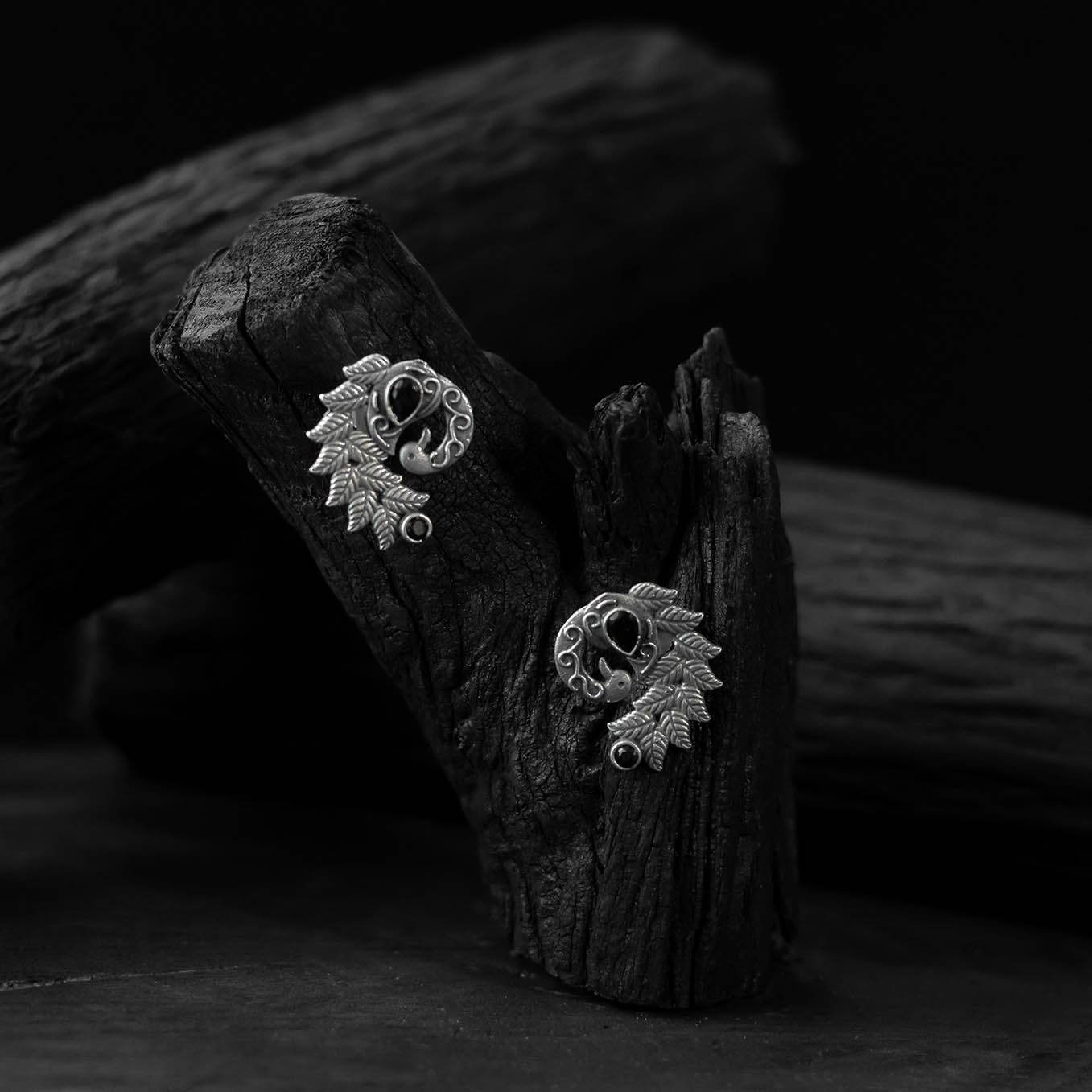 Mayuri Saanjh Bela Black Oxidised Earrings