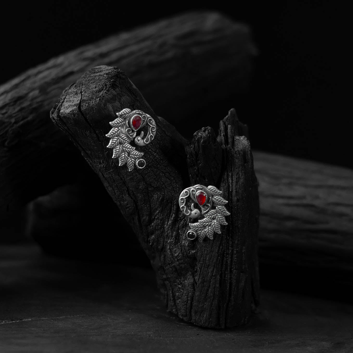 Mayuri Saanjh Bela Red Oxidised Earrings