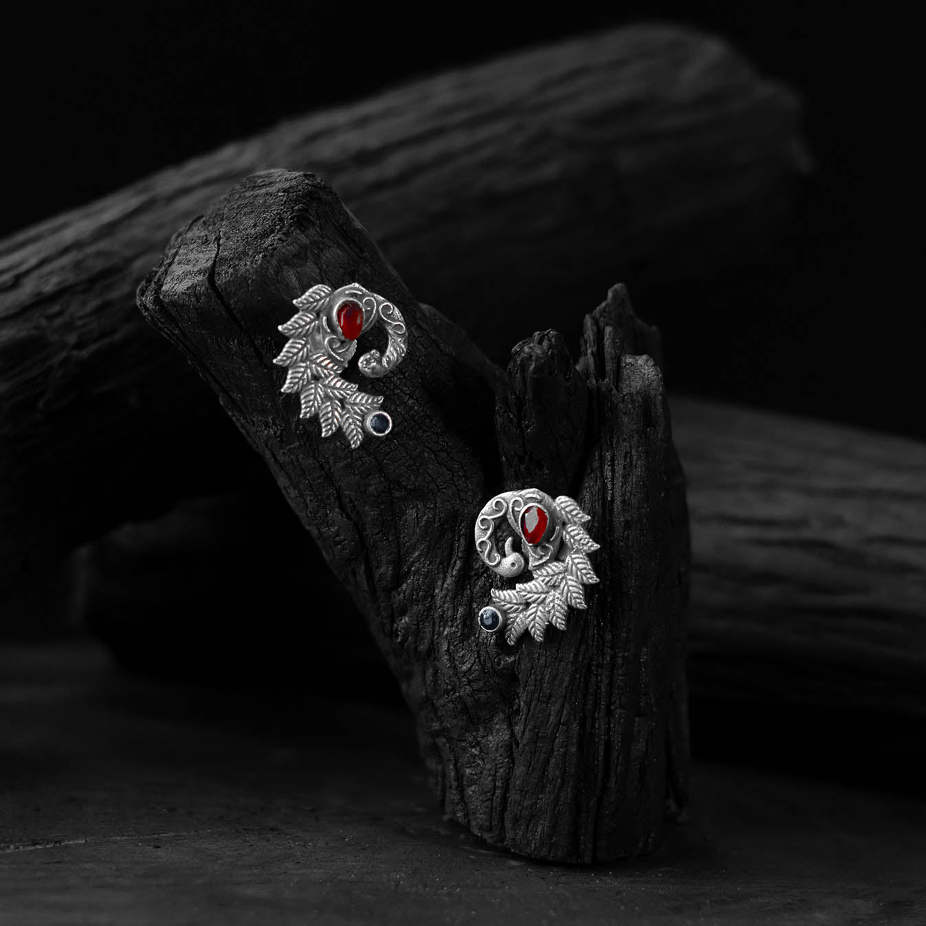 Mayuri Saanjh Bela Ruby Oxidised Earrings