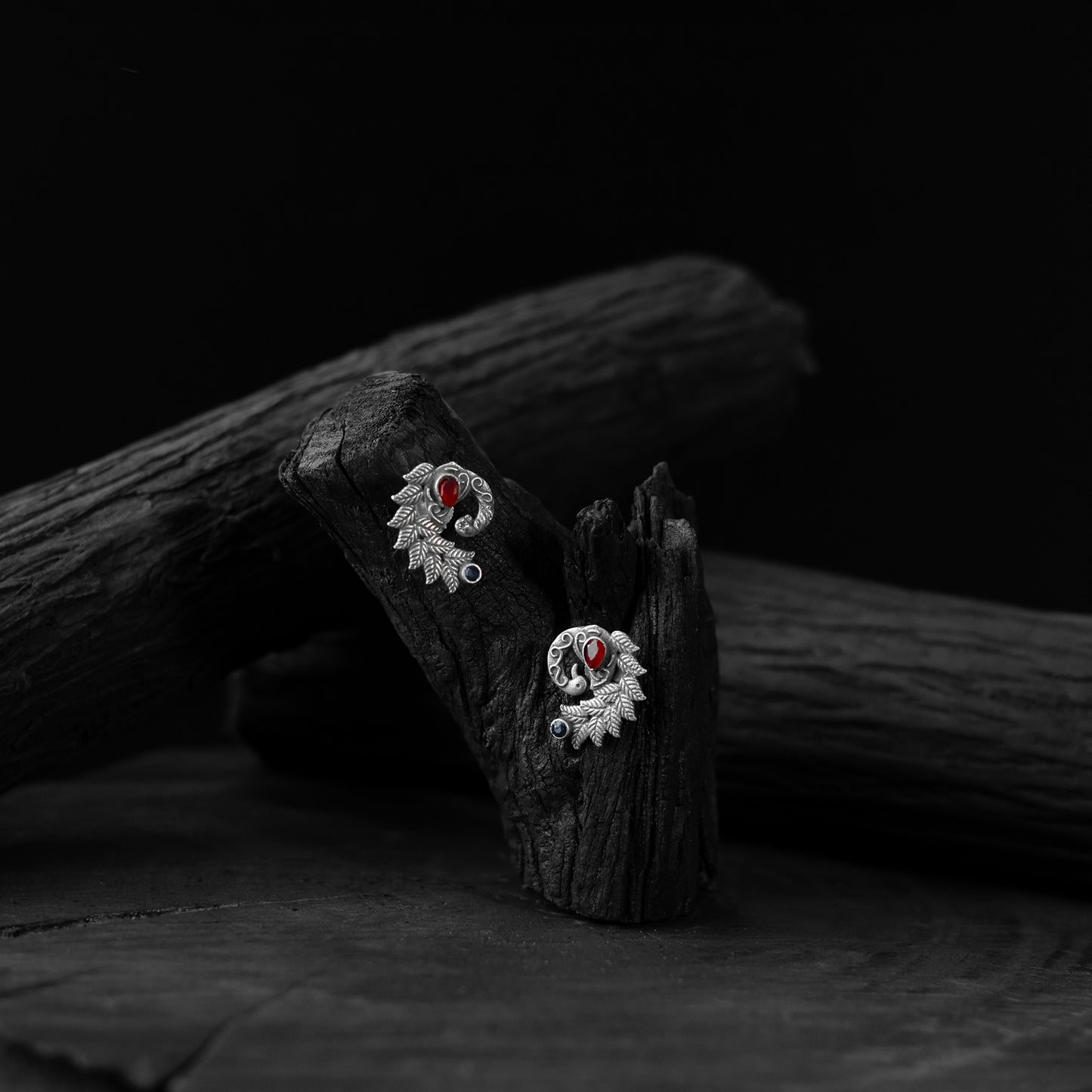Mayuri Saanjh Bela Ruby Oxidised Earrings