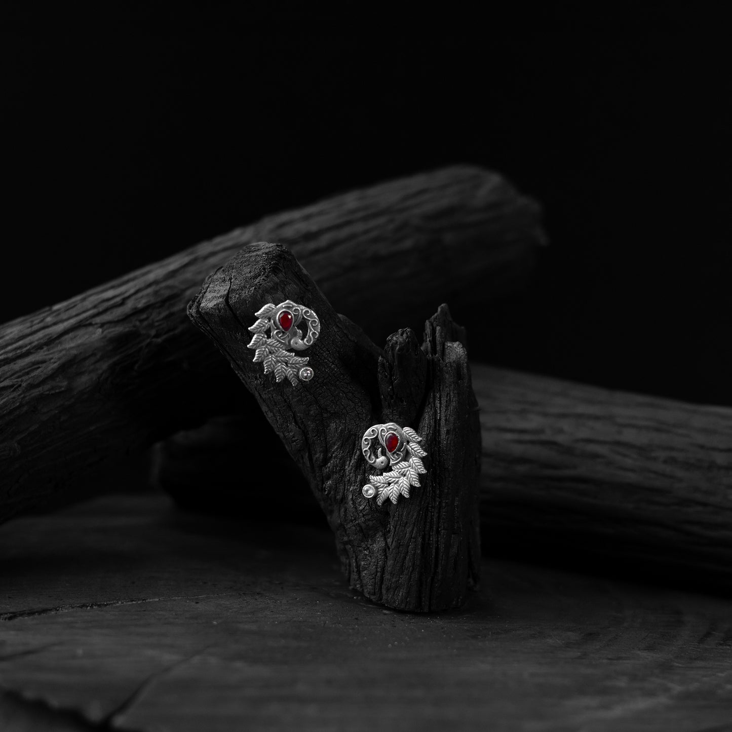 Mayuri Saanjh Bela Maroon Oxidised Earrings