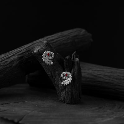 Mayuri Saanjh Bela Maroon Oxidised Earrings