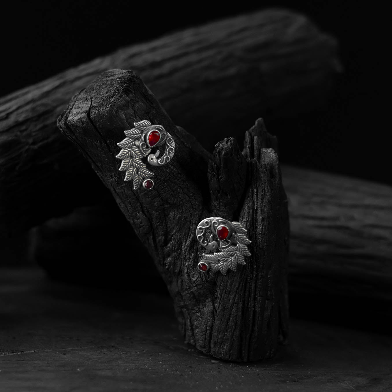 Mayuri Red Saanjh Bela Oxidised Earrings