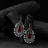 Saanjh Bela Red & Green Elephant Flower Oxidised Earrings