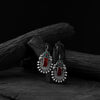 Saanjh Bela Red & Green Elephant Flower Oxidised Earrings
