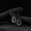 Saanjh Bela Green Elephant Flower Oxidised Earrings