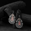 Saanjh Bela Pink Elephant Flower Oxidised Earrings