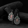 Saanjh Bela Green & Pink Elephant Flower Oxidised Earrings