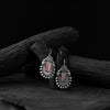 Saanjh Bela Green & Pink Elephant Flower Oxidised Earrings