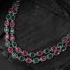 Saanjh Bela Green & Pink Double Layered Oxidised Necklace Set