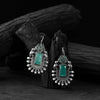 Saanjh Bela Turquoise Green Elephant Flower Oxidised Earrings