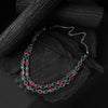 Saanjh Bela Green & Pink Double Layered Oxidised Necklace Set