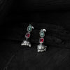 Saanjh Bela Green & Pink Double Layered Oxidised Necklace Set