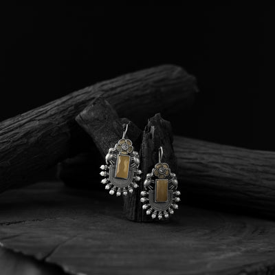 Saanjh Bela Yellow Elephant Flower Oxidised Earrings