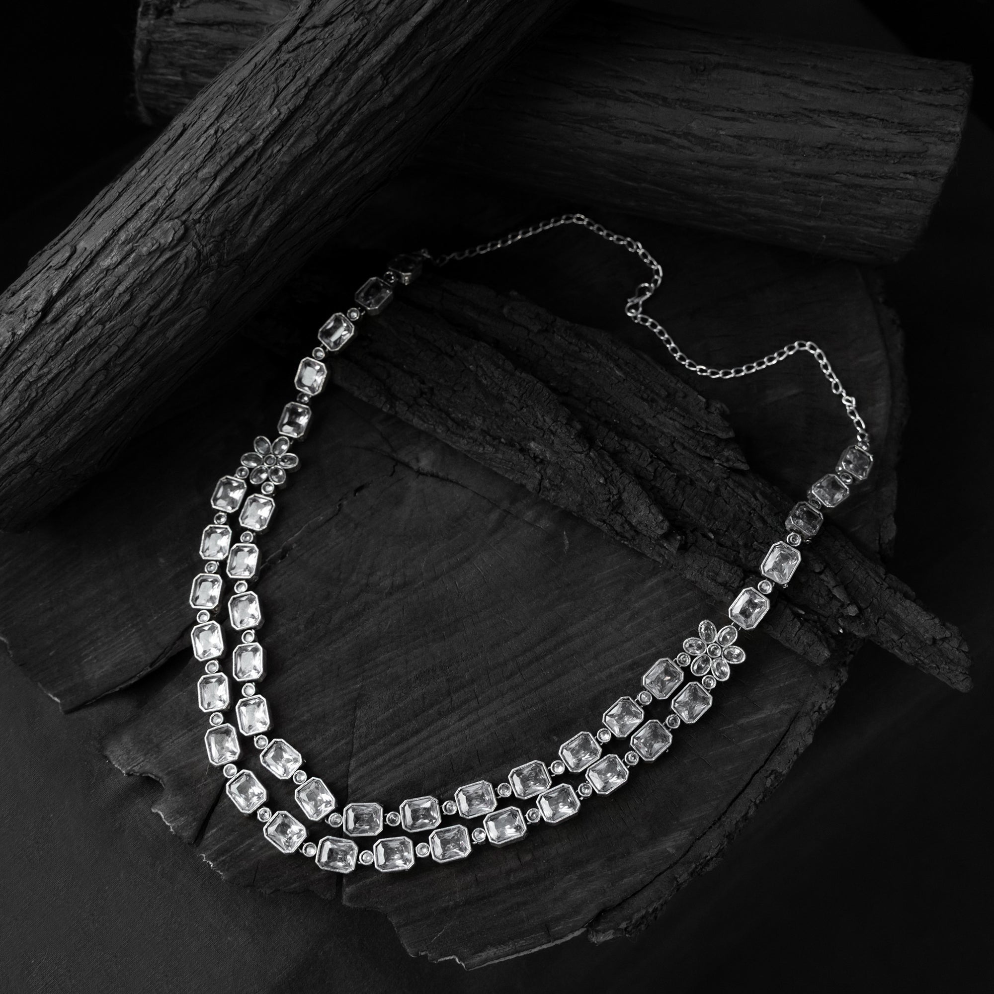 Saanjh Bela Double Layered Oxidised Necklace Set