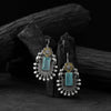 Saanjh Bela Yellow & Blue Elephant Flower Oxidised Earrings
