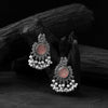 Saanjh Bela Mayura Pink Oxidised Earrings