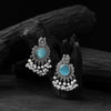Saanjh Bela Mayura Sky Blue Oxidised Earrings