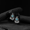 Saanjh Bela Mayura Sky Blue Oxidised Earrings