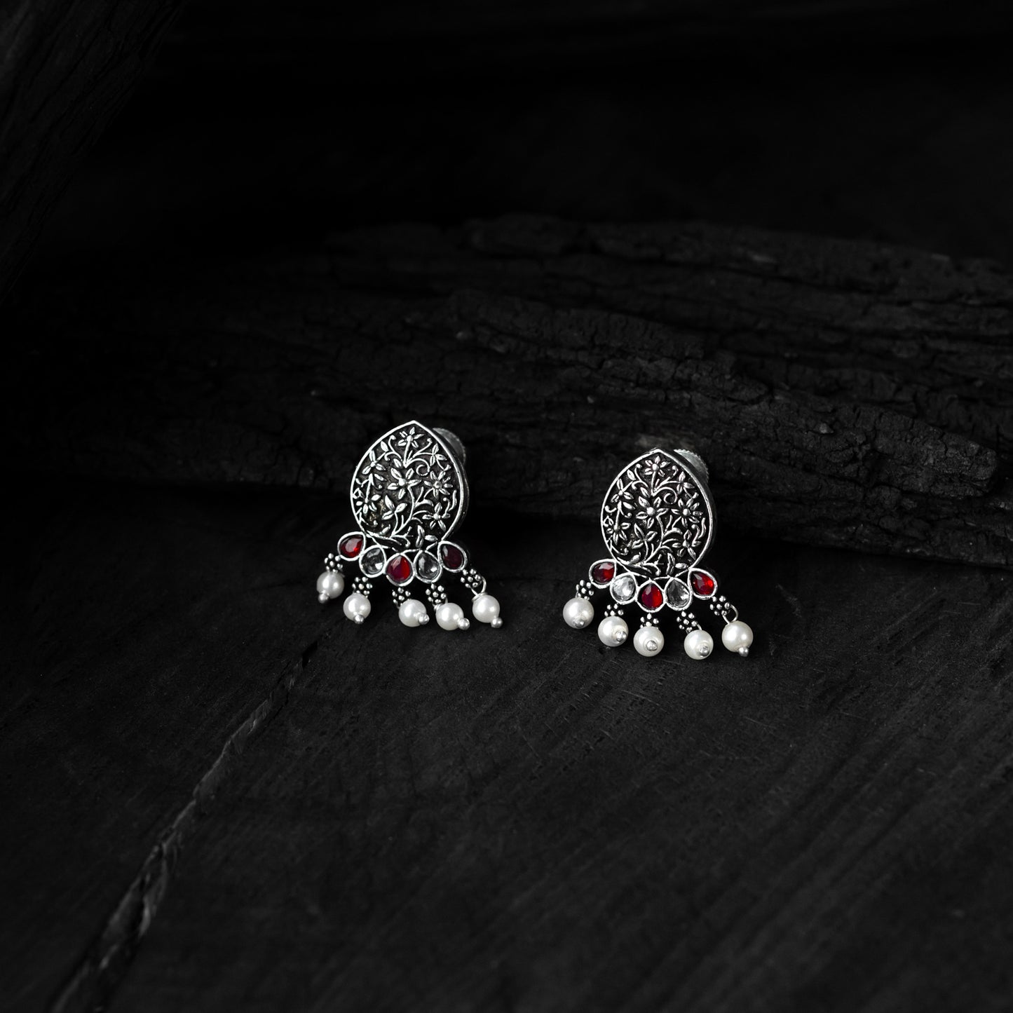 Pink Floral Saanjh Bela Oxidised Necklace Set