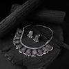 Pink Saanjh Bela Floral Oxidised Necklace Set