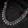 Saanjh Bela Green & Ruby Blossom Oxidised Necklace Set