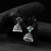 Saanjh Bela Pink & Green Square Oxidised Jhumka Earrings