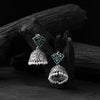 Saanjh Bela Green Square Oxidised Jhumka Earrings