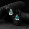 Saanjh Bela Mint Green Leaf Motif Oxidised Earrings