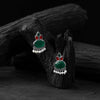 Saanjh Bela Red & Green Leaf Motif Oxidised Earrings