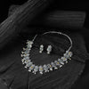 Saanjh Bela Green & Yellow Flower Oxidised Necklace Set
