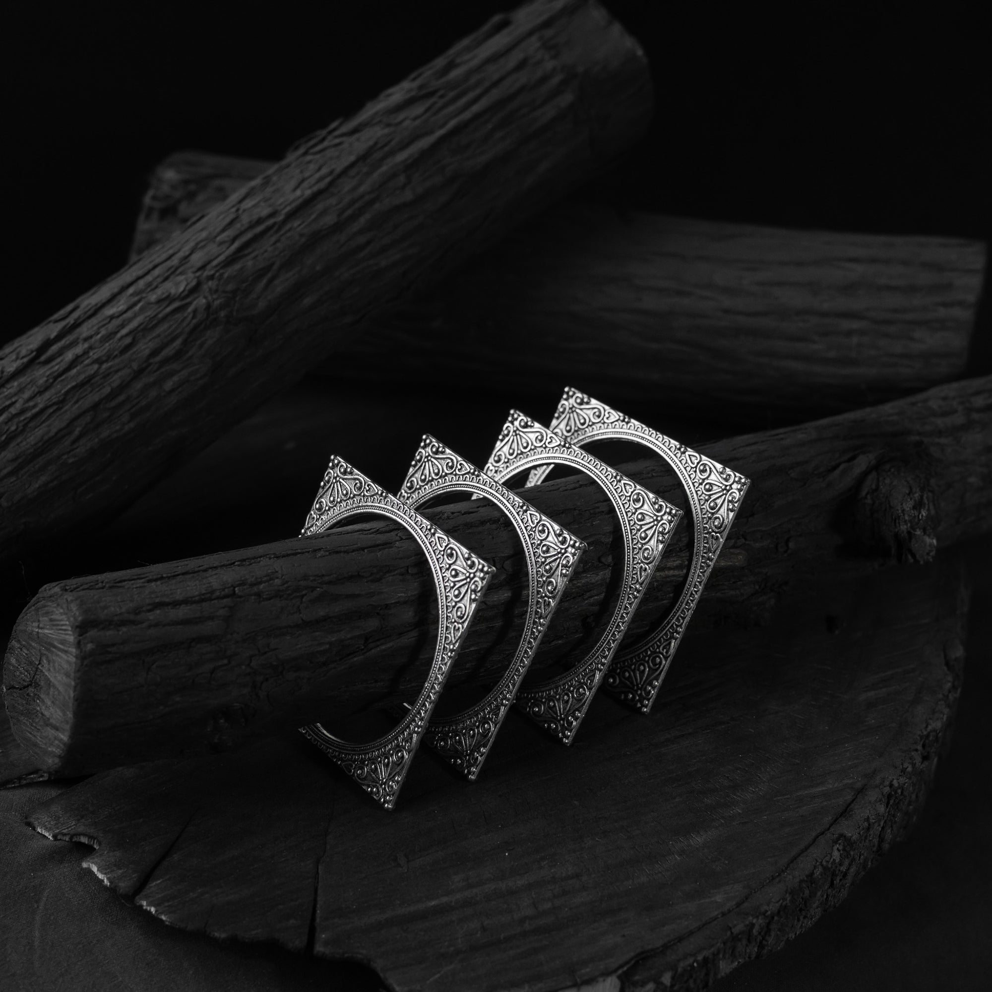 Saanjh Bela Square Oxidised Bangle (Set of 4)