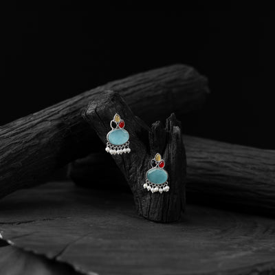 Saanjh Bela Leaf Motif Multicolor Oxidised Earrings