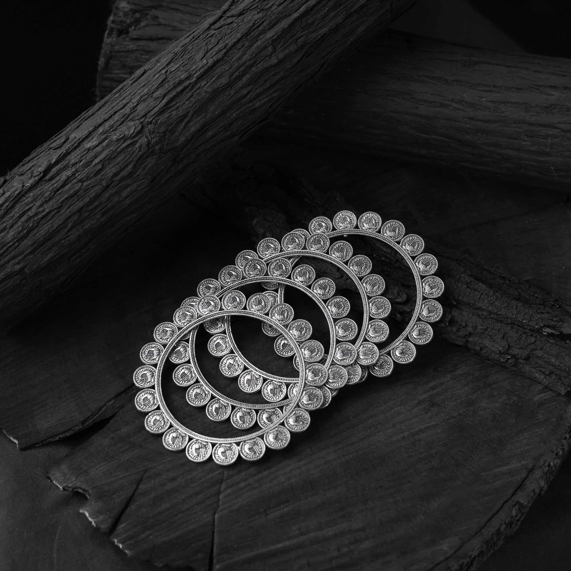 Saanjh Bela Mayuri Oxidised Bangle (Set of 4)