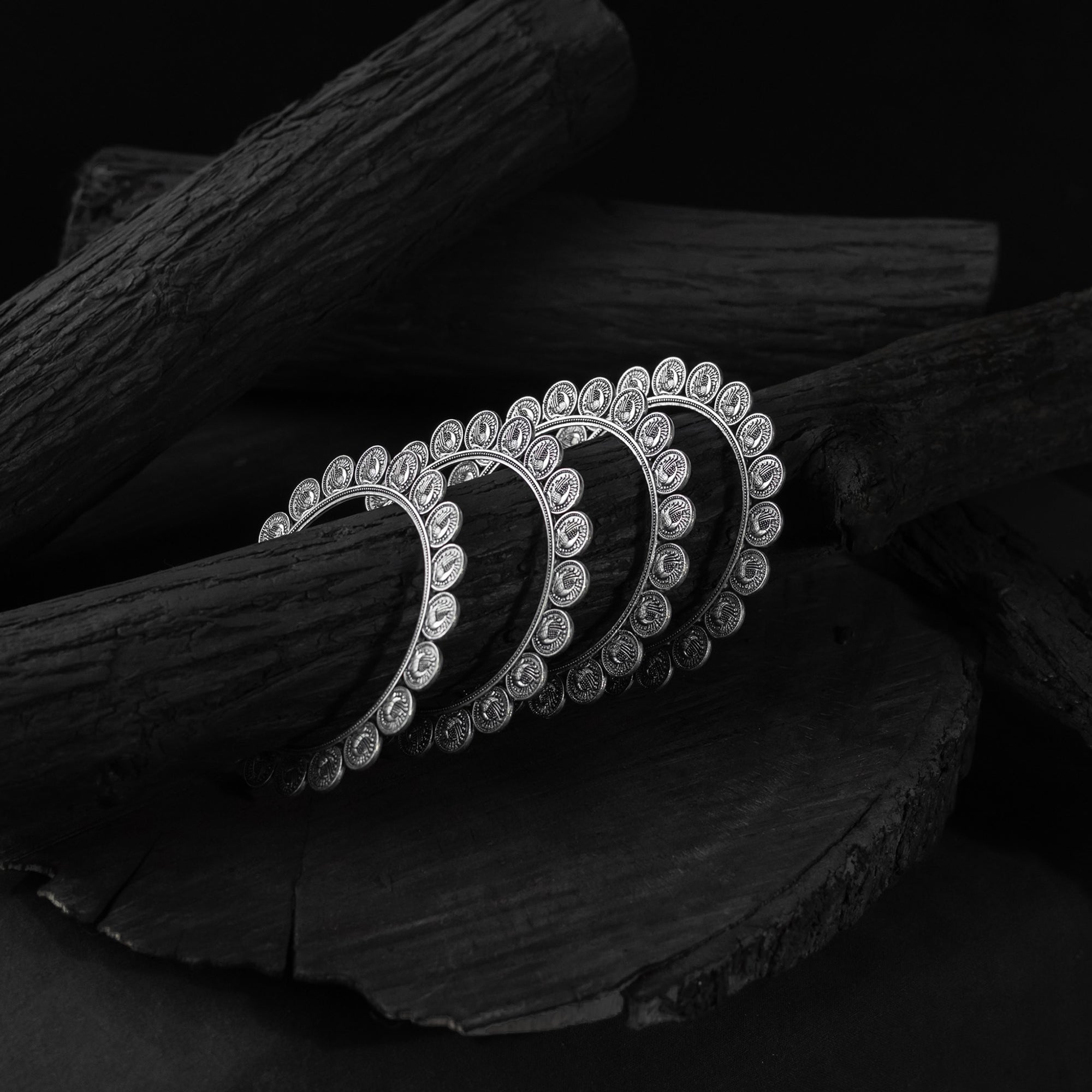 Saanjh Bela Mayuri Oxidised Bangle (Set of 4)