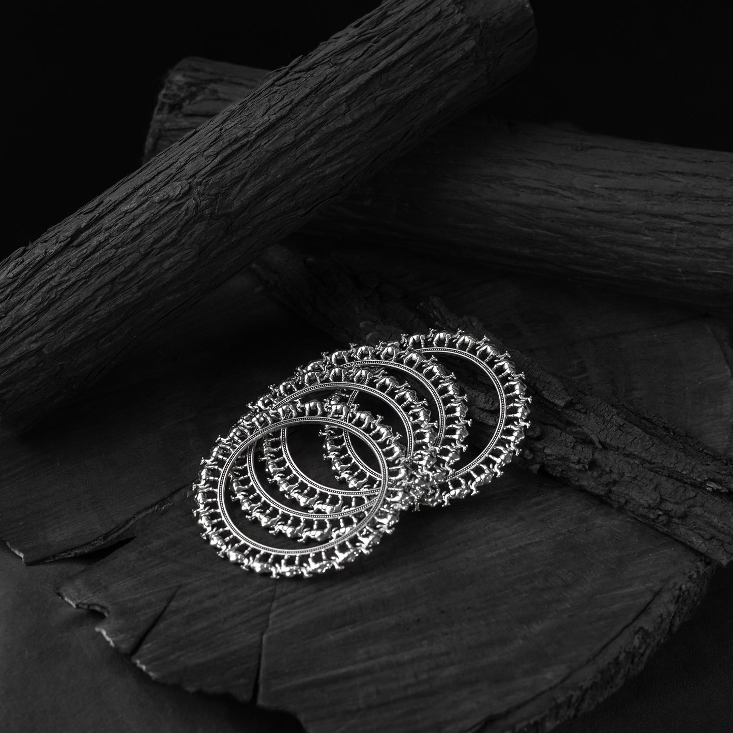 Saanjh Bela Camel Motif Oxidised Bangle (Set of 4)