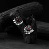 Saanjh Bela Green & Red Bloom Oxidised Earrings