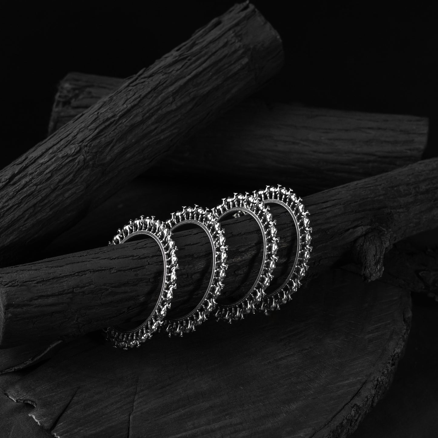 Saanjh Bela Camel Motif Oxidised Bangle (Set of 4)