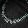 Saanjh Bela Sea Green Oval Oxidised Necklace Set