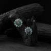 Saanjh Bela Mint Green Lotus Oxidised Stud Earrings