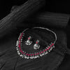 Saanjh Bela Ruby Oval Oxidised Necklace Set