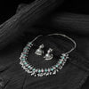 Saanjh Bela Pink & Green Oval Oxidised Necklace Set