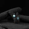Saanjh Bela Sky Blue Square Shape Oxidised Drop Earrings