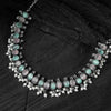 Saanjh Bela Pink & Green Oval Oxidised Necklace Set