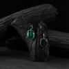 Saanjh Bela Green Square Shape Oxidised Drop Earrings
